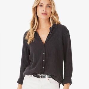 XiRENA Black 100% cotton lightweight Button-Down Shirt size small